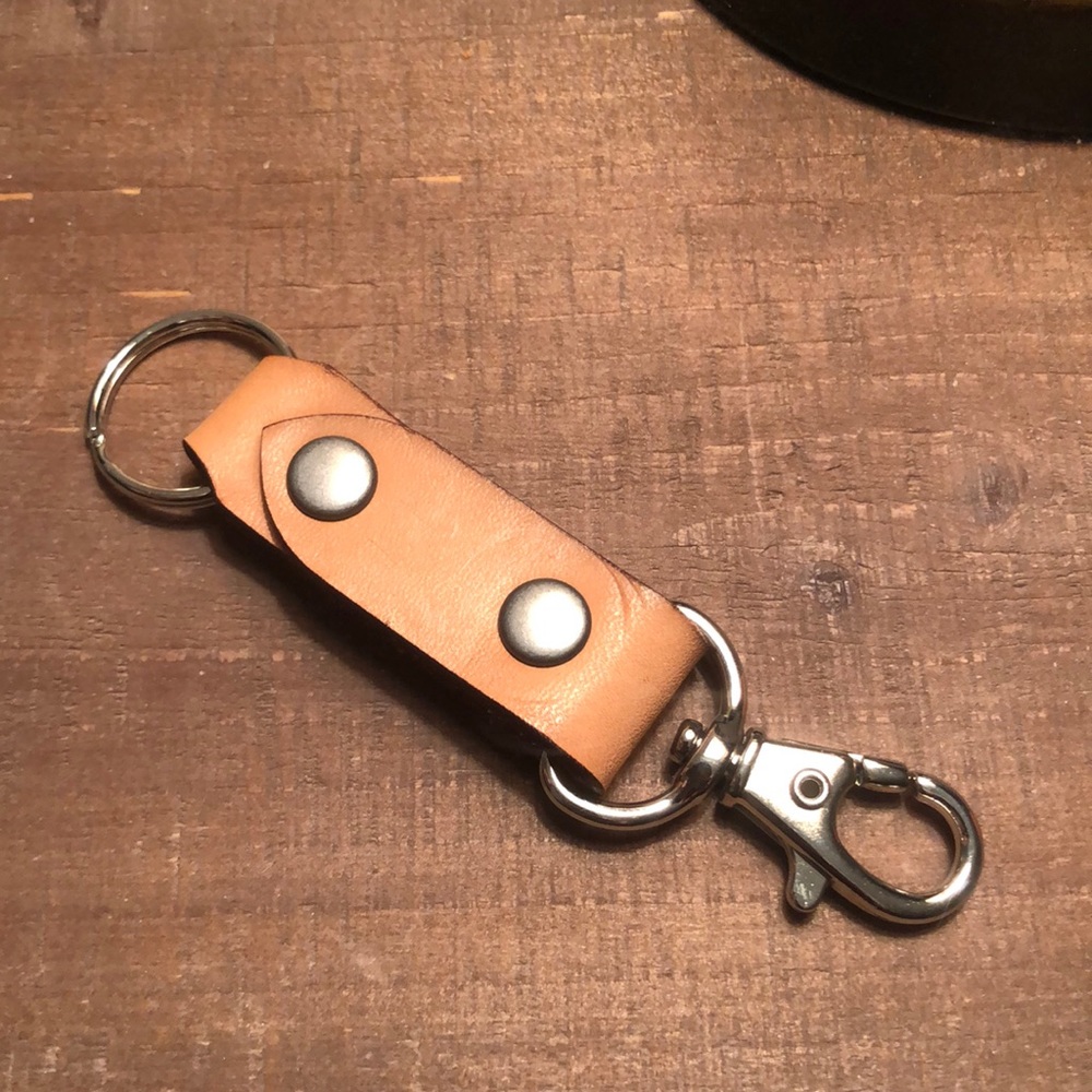 Handmade genuine leather keychain.
